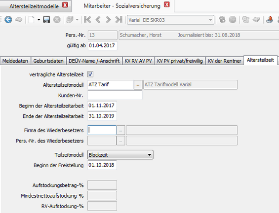 Sozialversicherung der Mitarbeiter aktualisieren in der Varial Personalwesen-Software
