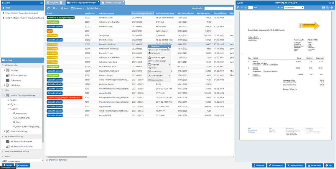 PHOENIX Documents Module: Datengitter für Dokumentenmanagement, Ad-hoc Workflow und gesetzeskonforme Archivierung PHOENIX Dokumentenmanagement: Datengitter für Rechnungsübersicht und effizientes Prozessmanagement