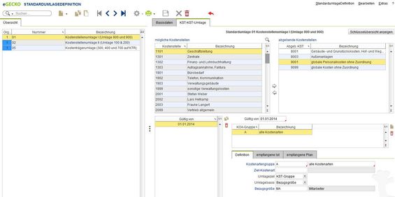 eGecko Kostenrechnung Standardumlage KST-KST-Umlage - Hetkamp GmbH