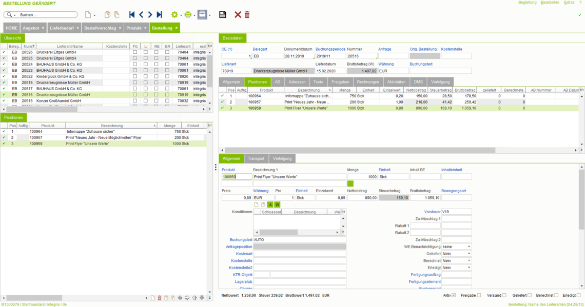 Eine Bestellung auslösen mit dem eGECKO Integris ERP Software Komplettpaket