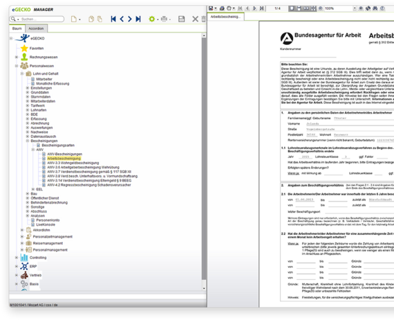 eGecko Lohn und Gehalt Personalwesen-Software Bescheinigungswesen - Hetkamp GmbH