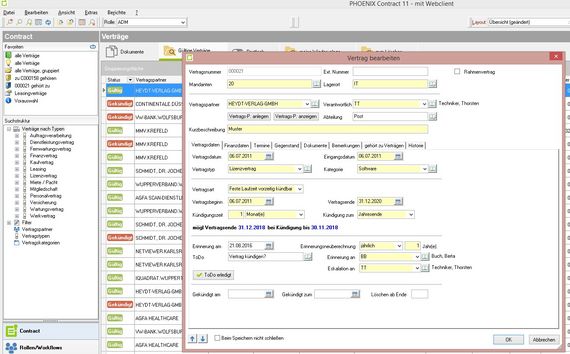 Angelegte Verträge können Sie in dem digitale Vertragsmanagement bearbeiten und aktualisieren.