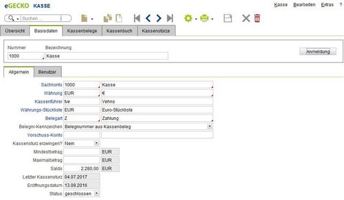 eGecko Finanzbuchhaltung Kassenbuch Maske- Hetkamp GmbH 