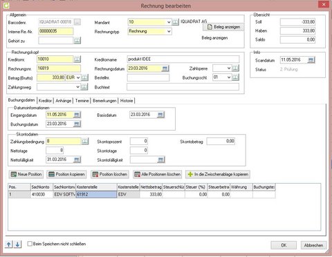 Nachdem eine Rechnung in dem digitalen Rechnungseingangsworkflow erfasst wurden können Sie diese nachträglich bearbeiten.