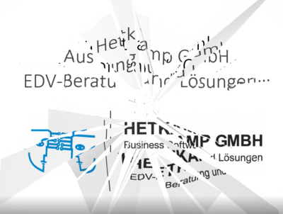 Es sieht so aus als zerbricht eine Scheibe, hinter der unser neuer Namenszusatz: Business Software & Consulting zum Vorschein kommt.
